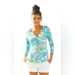 Lilly Pulitzer Blue and Green Patterned Top